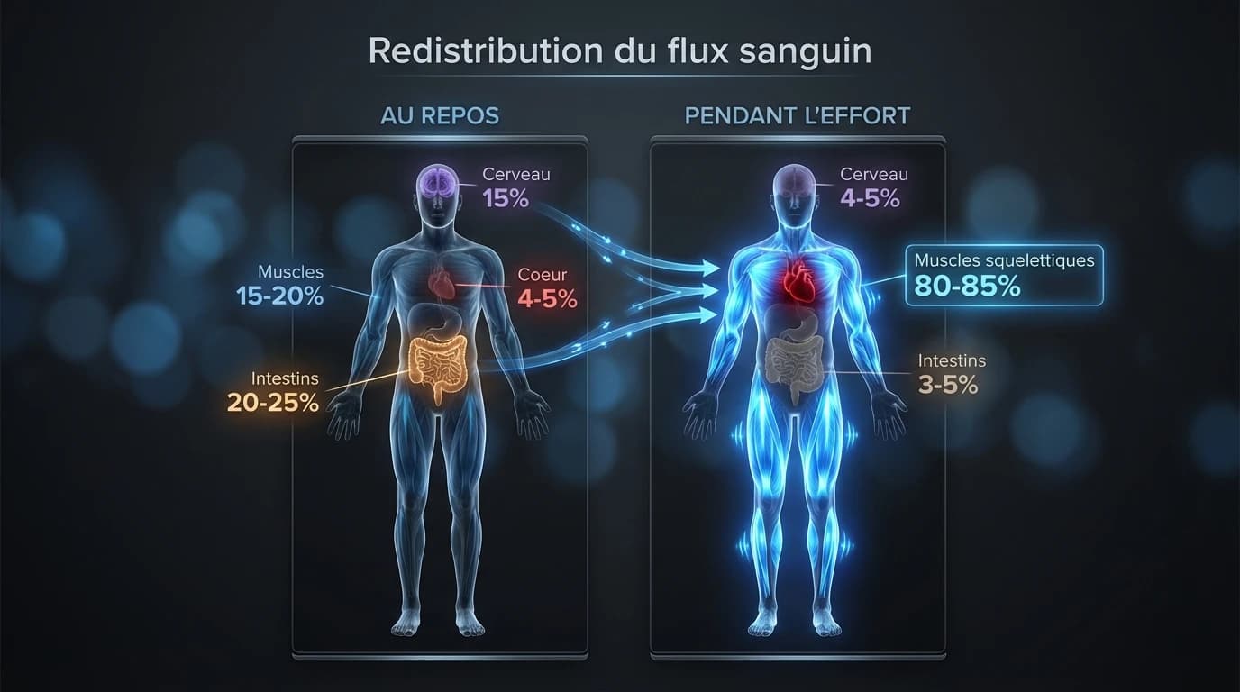 Redistribution du flux sanguin pendant l'effort physique
