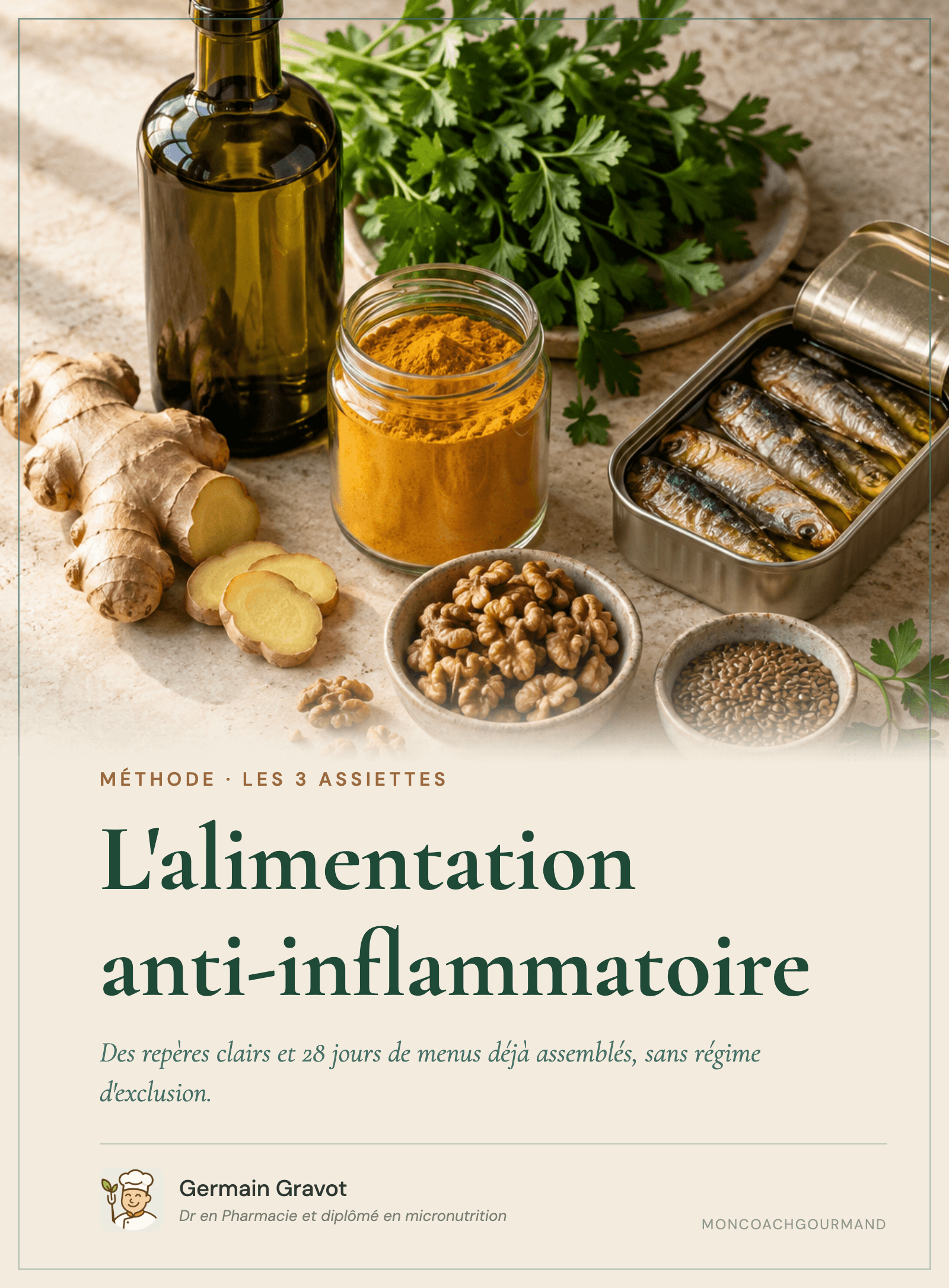 Couverture du guide L'alimentation anti-inflammatoire de MonCoachGourmand