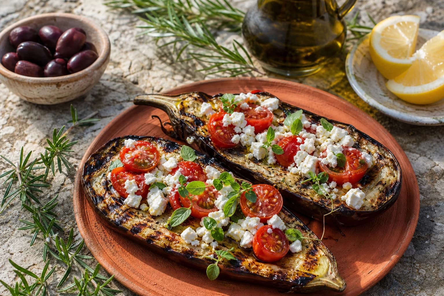 Aubergine grillée à la feta