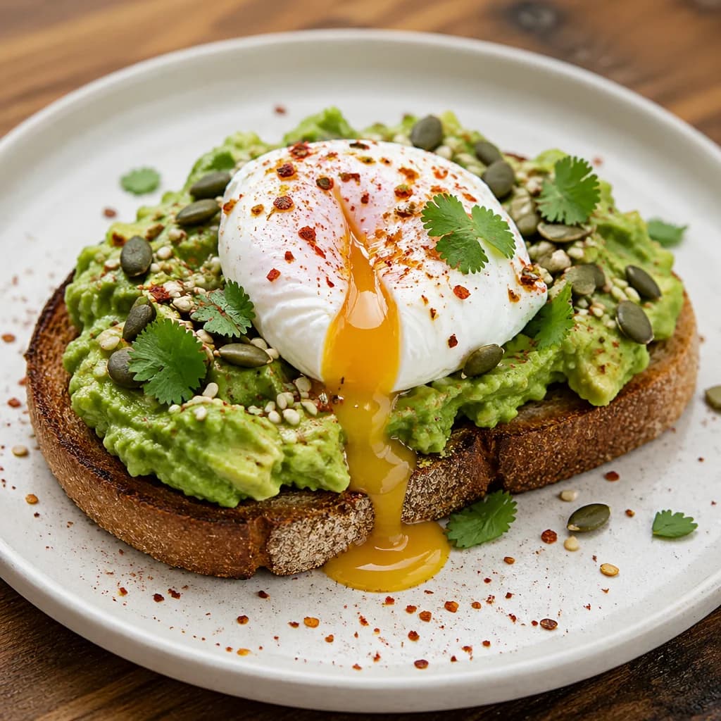 Étape 4 : Assembler le toast — Avocado toast crémeux à l'œuf poché