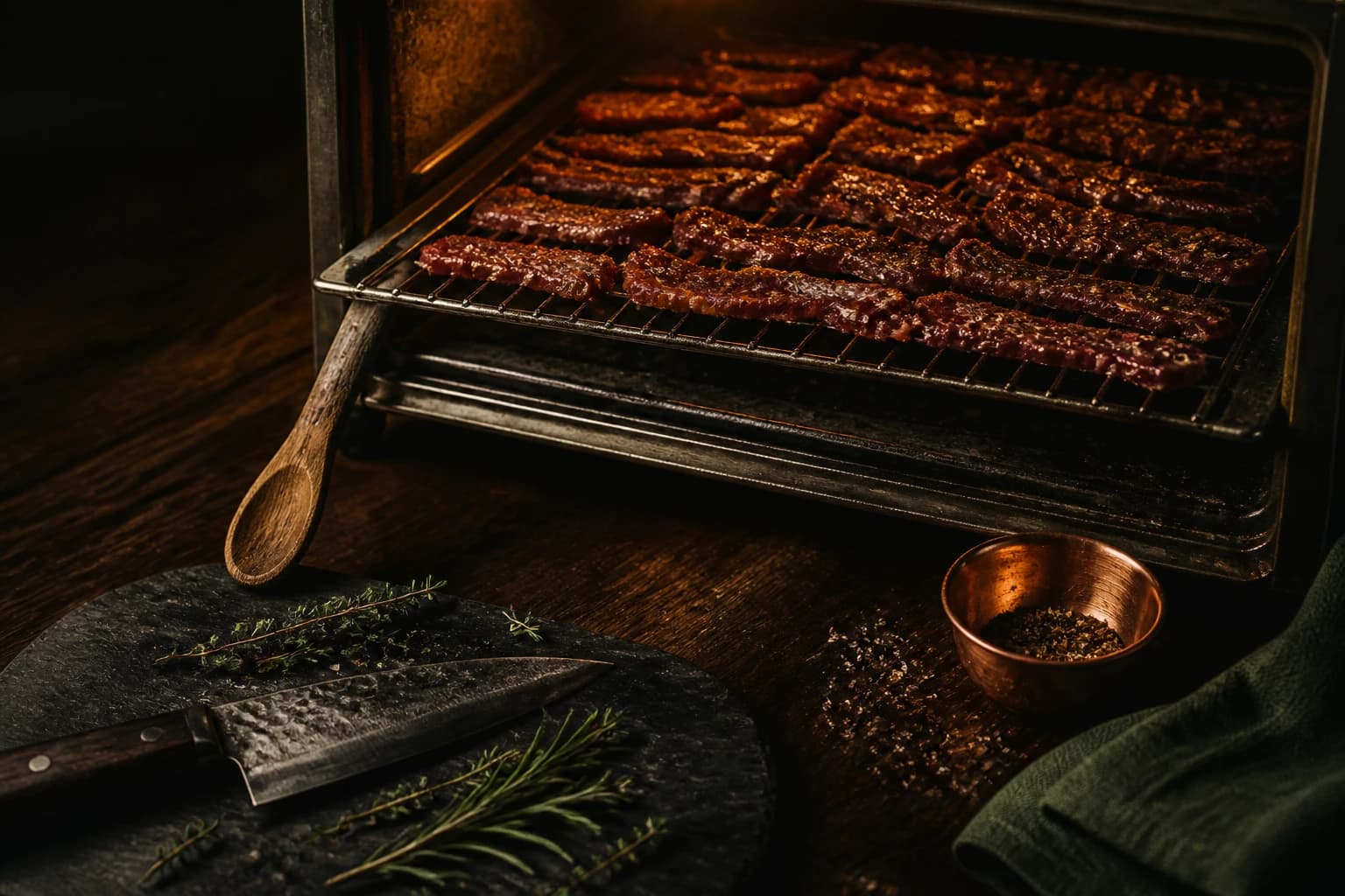 Etape 3 : Sécher au four — Beef jerky barbecue fumé maison