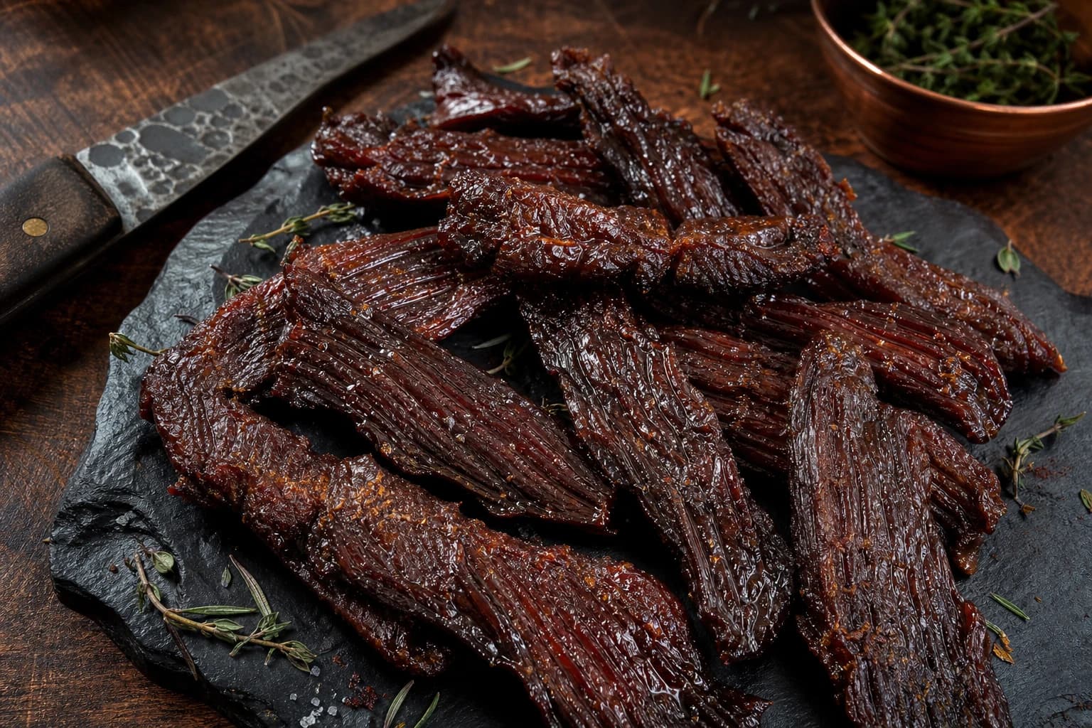 Beef jerky barbecue fumé maison