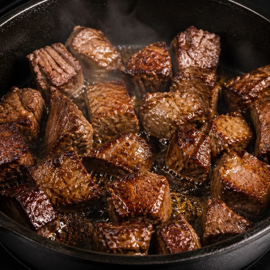 Étape 2 : Faire revenir la viande — Bœuf bourguignon allégé & fondant