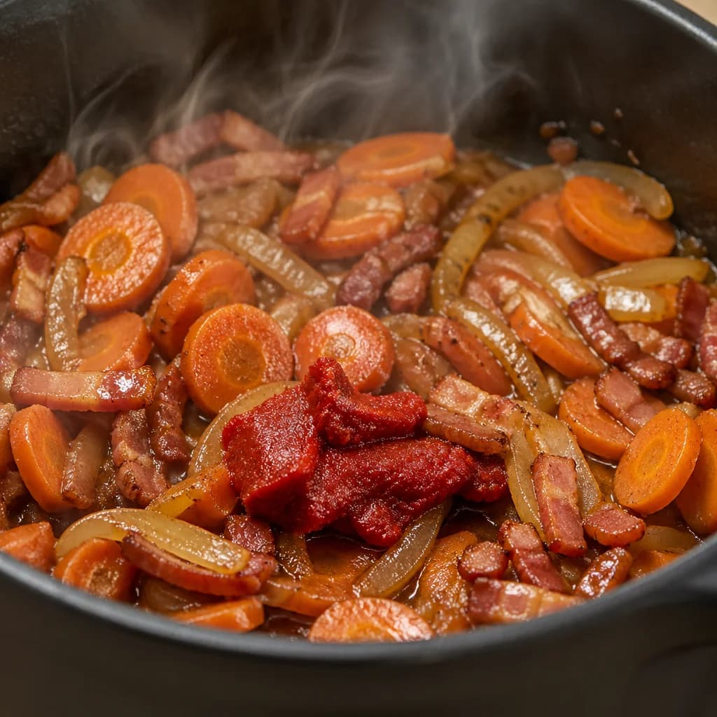 Étape 3 : Faire revenir les légumes — Bœuf bourguignon allégé & fondant