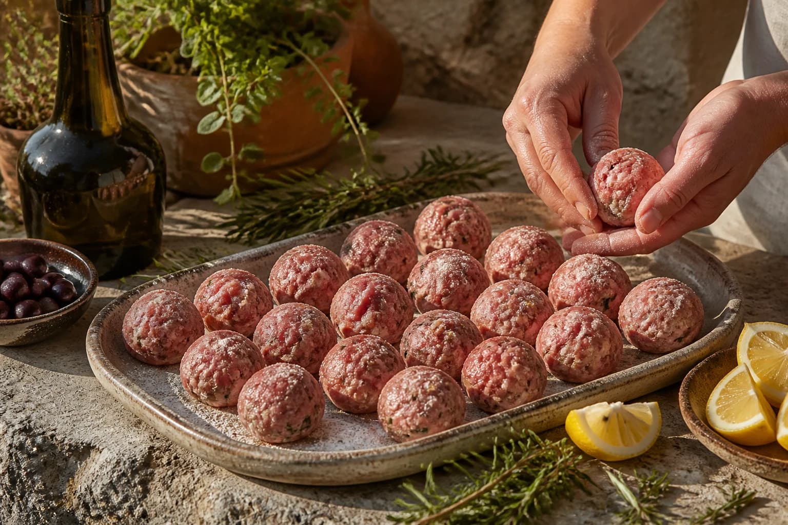 Etape 3 : Façonner les boulettes — Boulettes grecques keftedes dorées
