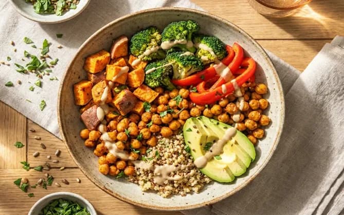 Buddha bowl légumes rôtis & pois chiches