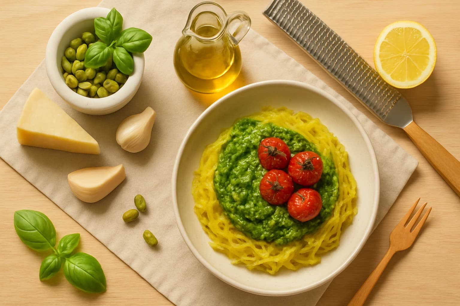 Etape 2 : Préparer le pesto pistache — Courge spaghetti, pesto pistache