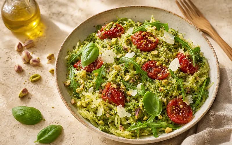 Courge spaghetti, pesto pistache