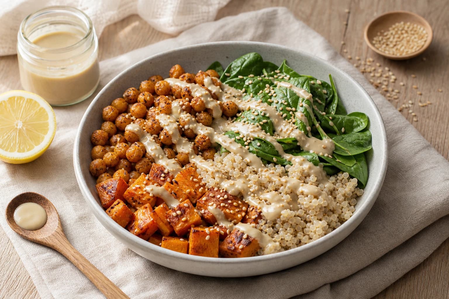 Étape 2 : Griller les pois chiches — Bowl patate douce & pois chiches