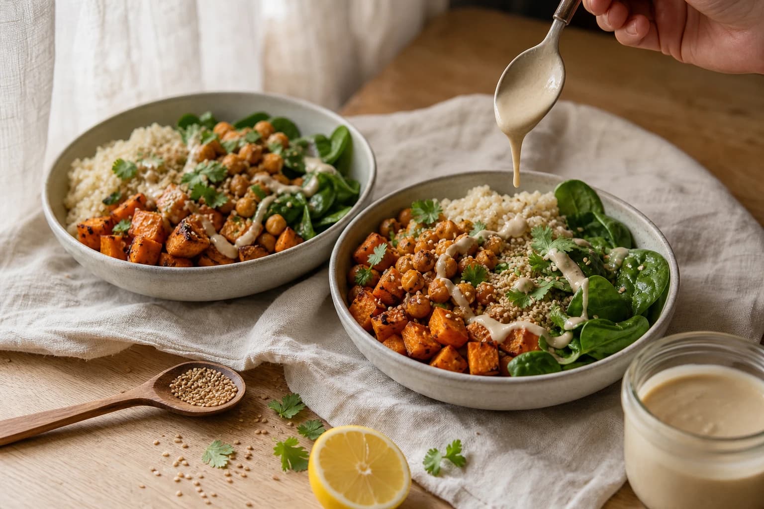 Étape 4 : Assembler le bowl — Bowl patate douce & pois chiches