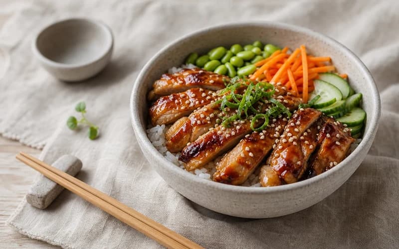 Bowl poulet teriyaki & edamames