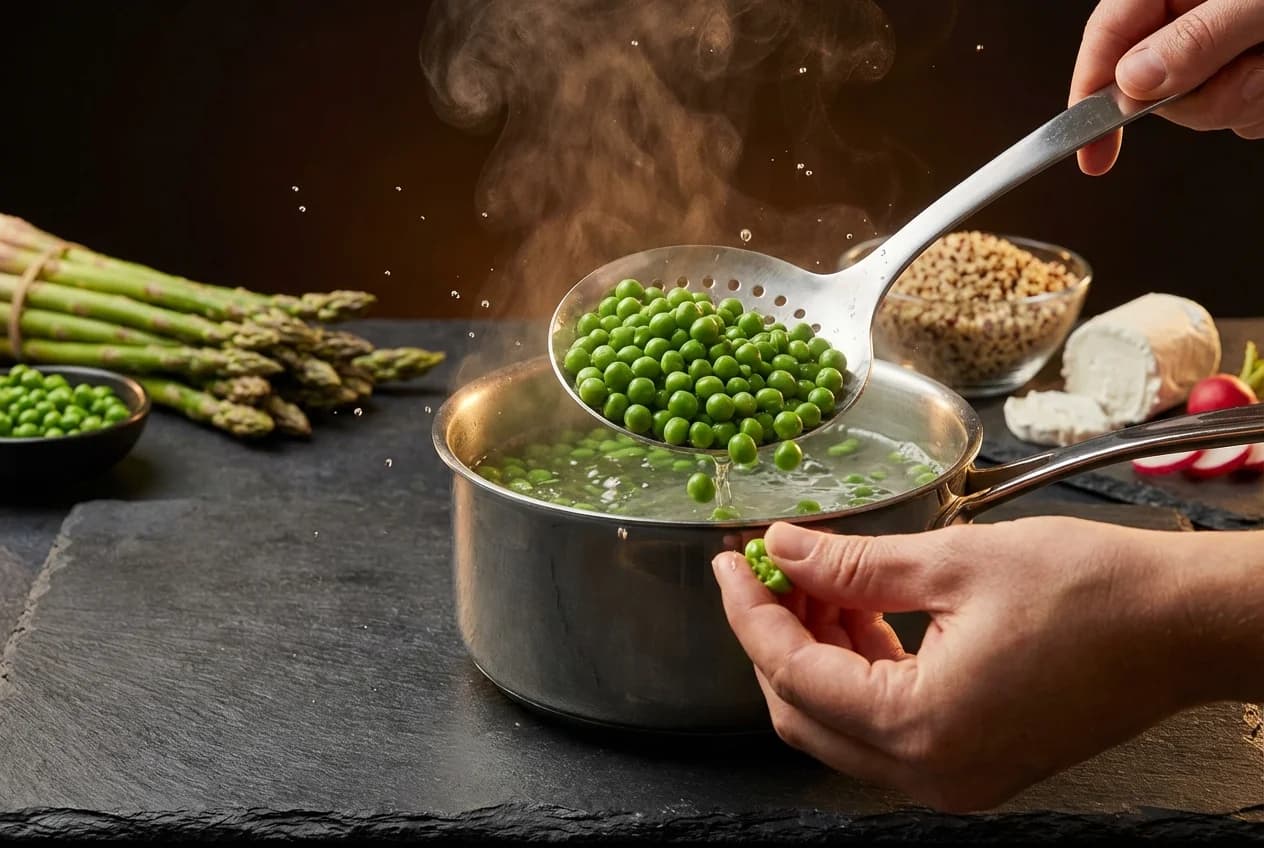 Etape 3 : Blanchir les petits pois — Bowl printanier asperges & petits pois