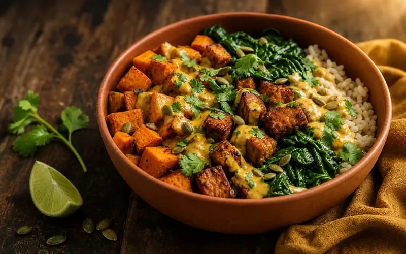 Bowl tempeh curry & patate douce