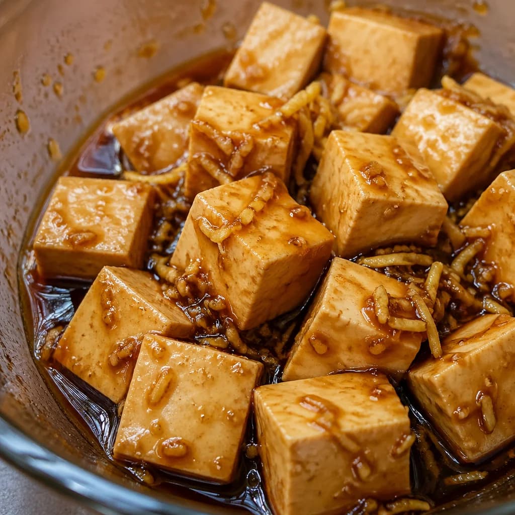 Étape 1 : Mariner le tofu — Bowl tofu mariné & avocat