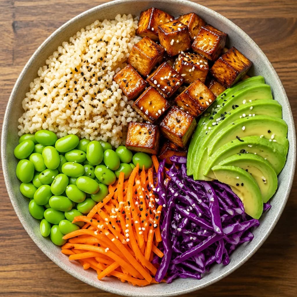 Étape 4 : Assembler le bowl — Bowl tofu mariné & avocat