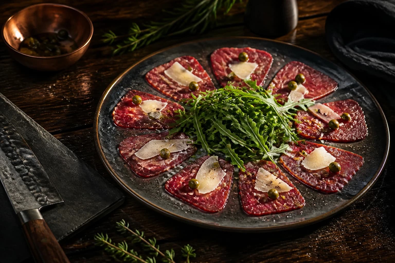 Etape 3 : Dresser le carpaccio — Carpaccio de bœuf : fines tranches fondantes