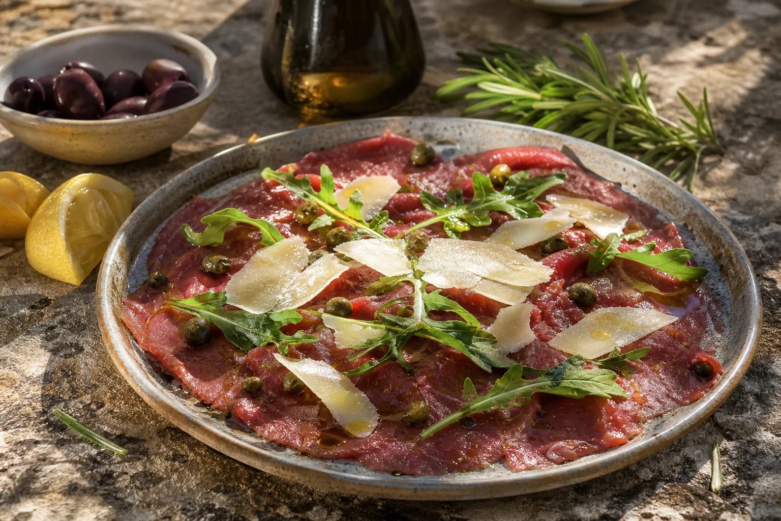 Carpaccio de bœuf : fines tranches fondantes