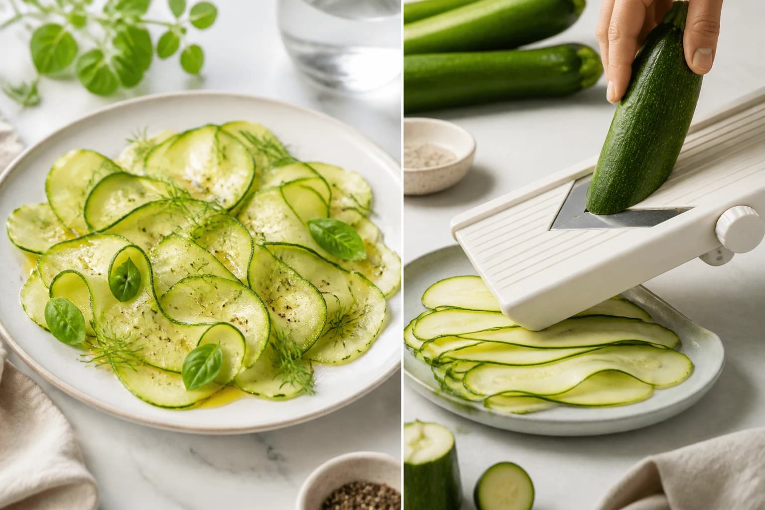 Etape 2 : Préparer la marinade citron-huile et laisser reposer — Carpaccio de courgettes au parmesan