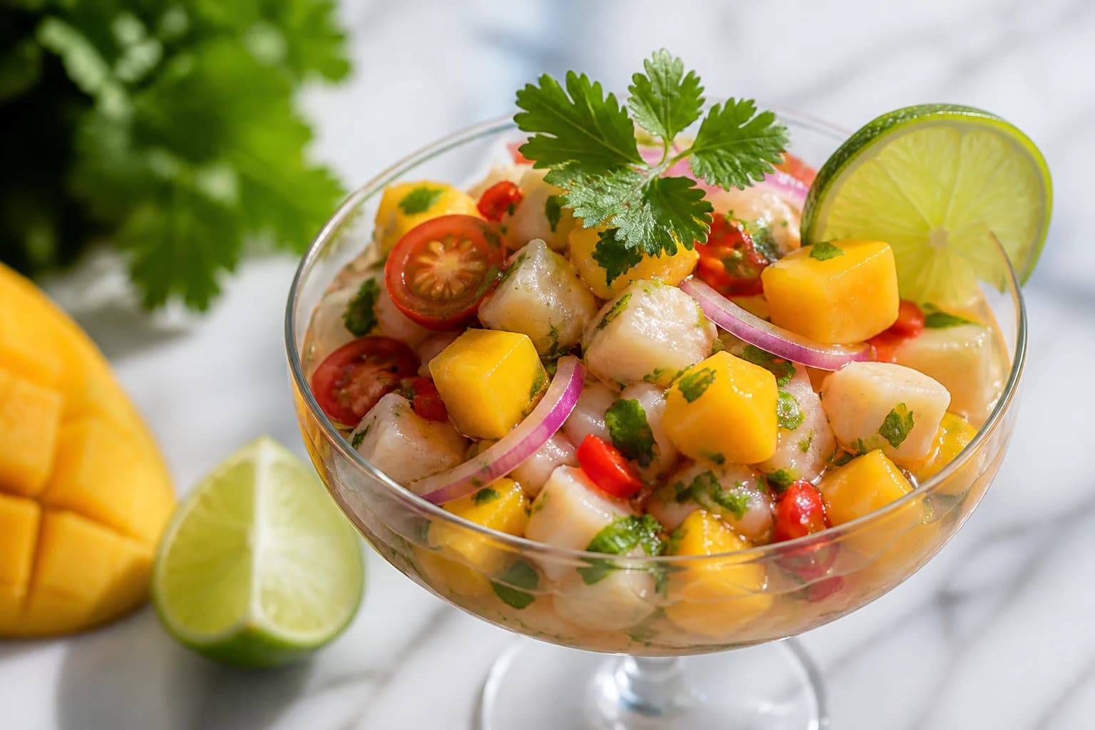 Ceviche vegan cœur de palmier & mangue