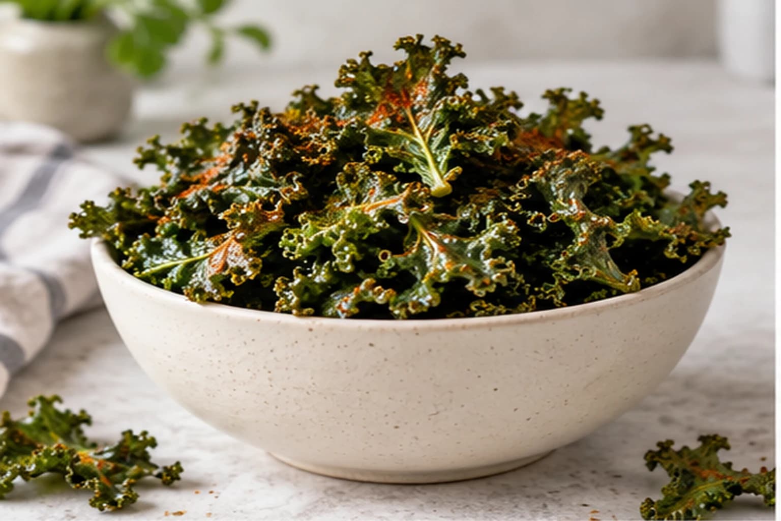 Chips de chou kale au four légères