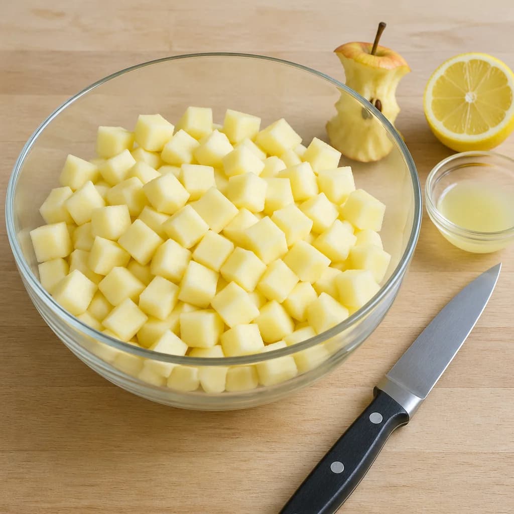 Étape 1 : Préparer les pommes — Crumble aux pommes léger sans beurre