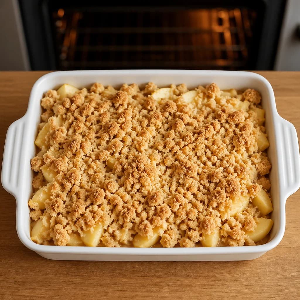 Étape 3 : Assembler et enfourner — Crumble aux pommes léger sans beurre