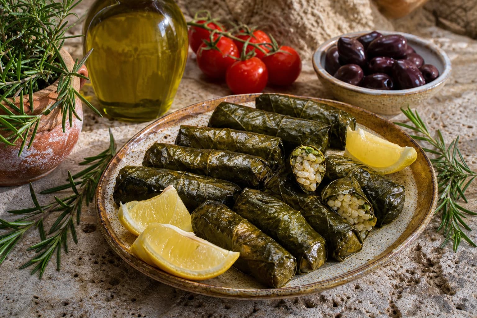 Dolmades, feuilles de vigne farcies