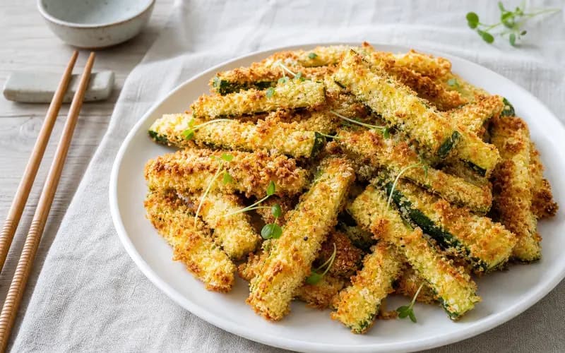 Frites de courgettes au four panées