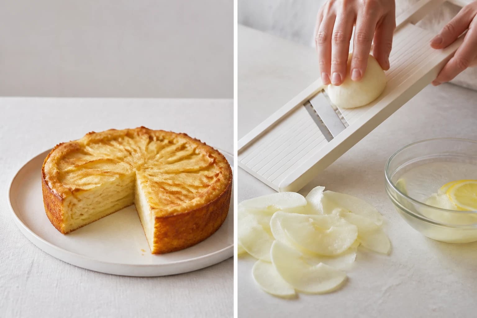 Etape 2 : Découper les pommes en tranches fines — Gâteau invisible aux pommes léger