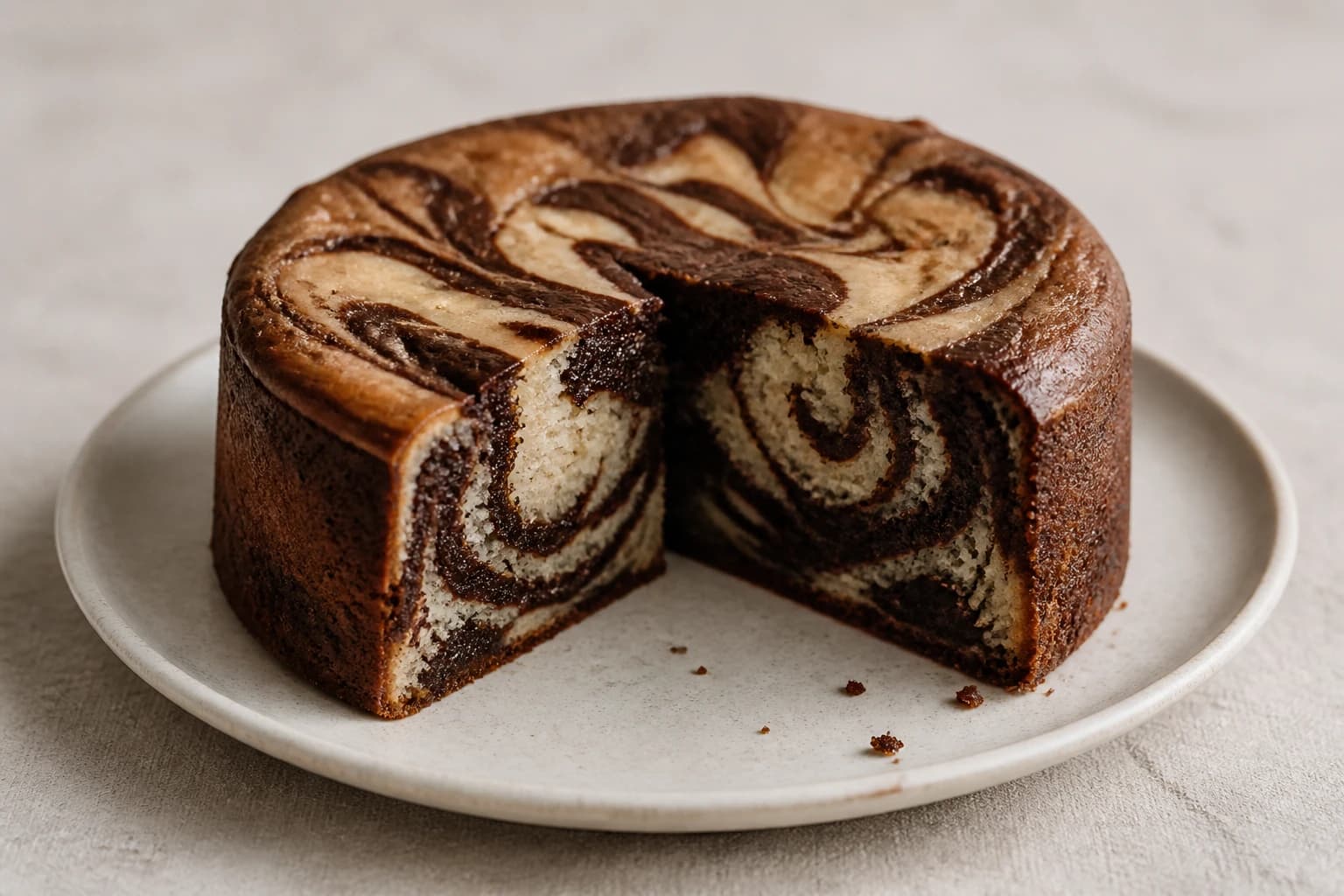 Gâteau marbré chocolat-vanille léger