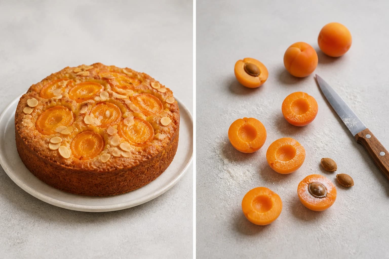 Etape 1 : Préparer les abricots et le four — Gâteau moelleux abricots & amandes
