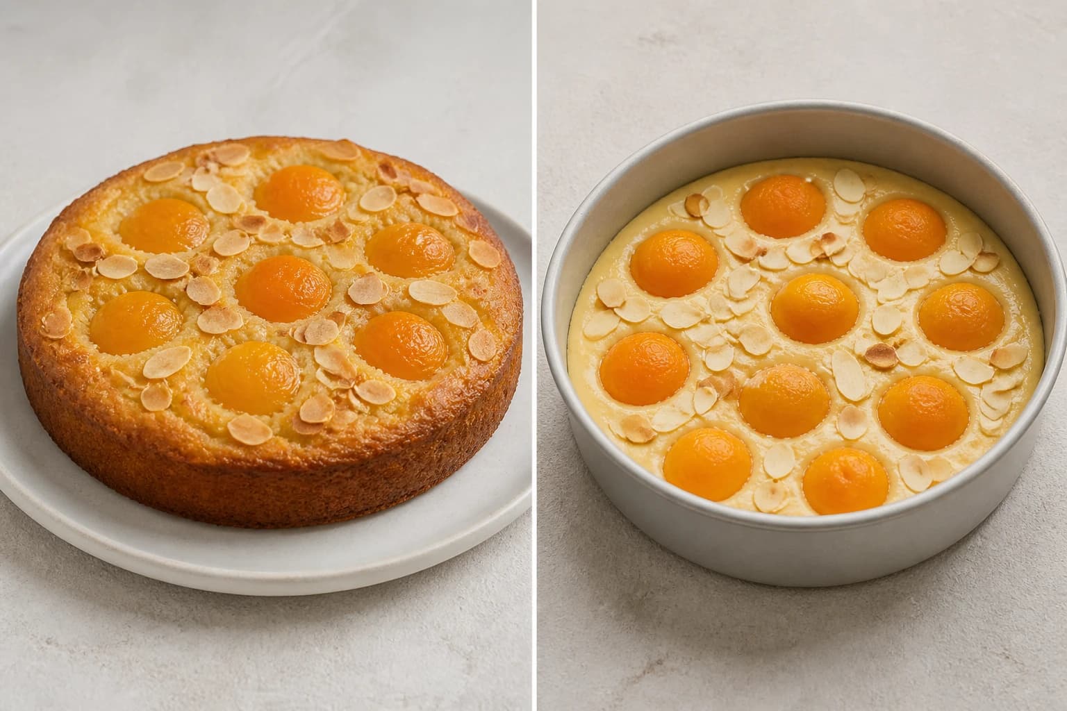 Etape 3 : Garnir et enfourner — Gâteau moelleux abricots & amandes