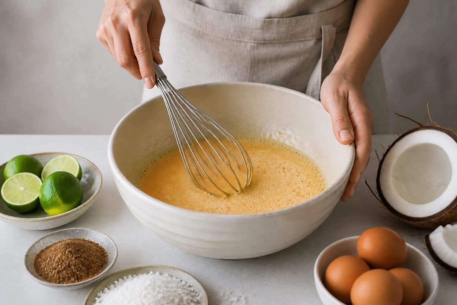 Etape 1 : Préparer la base et préchauffer le four — Gâteau coco & citron vert moelleux