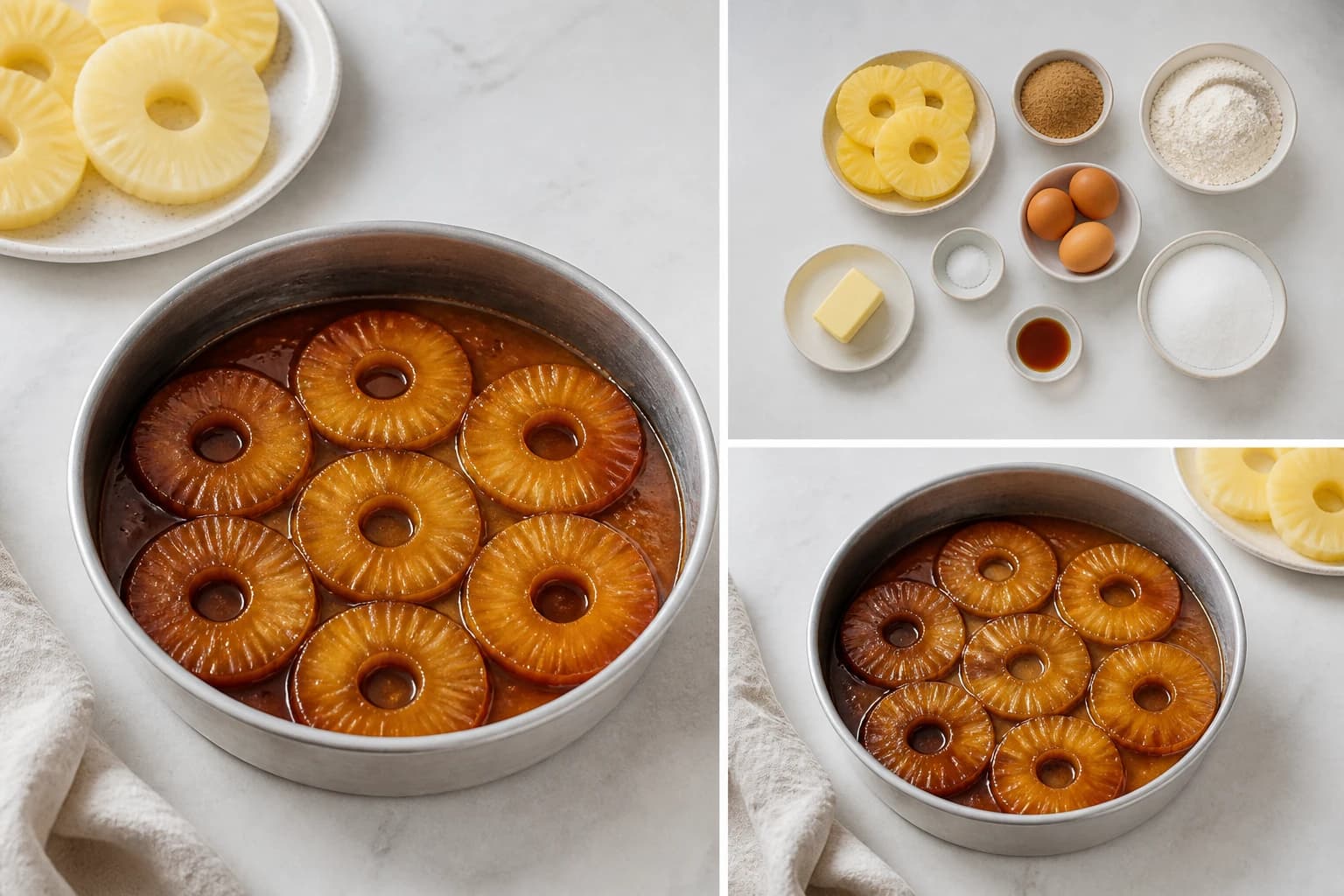 Etape 3 : Cuire le gâteau renversé — Gâteau renversé à l'ananas caramélisé