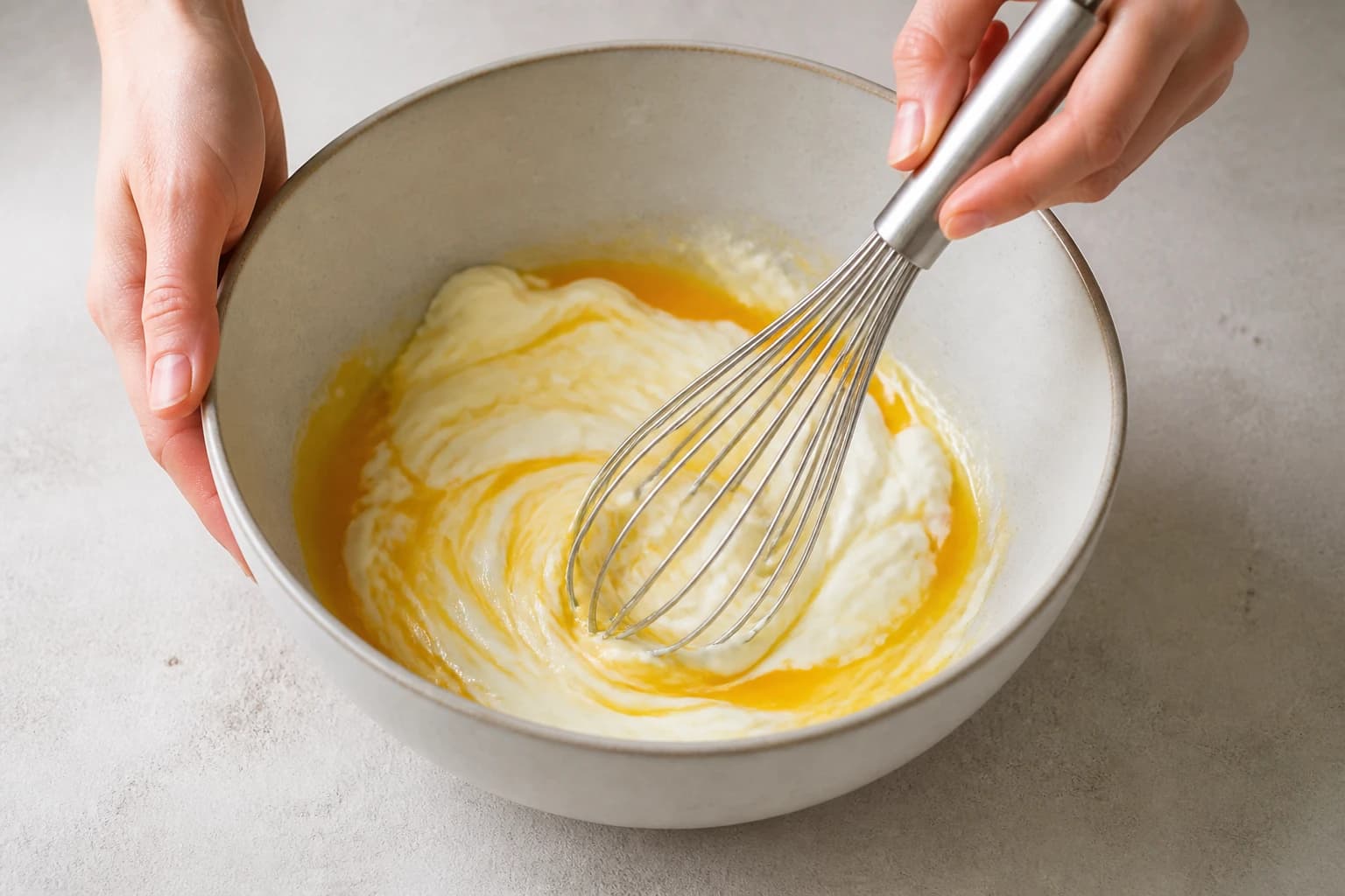 Etape 2 : Mélanger les ingrédients liquides — Gâteau au yaourt aux fraises
