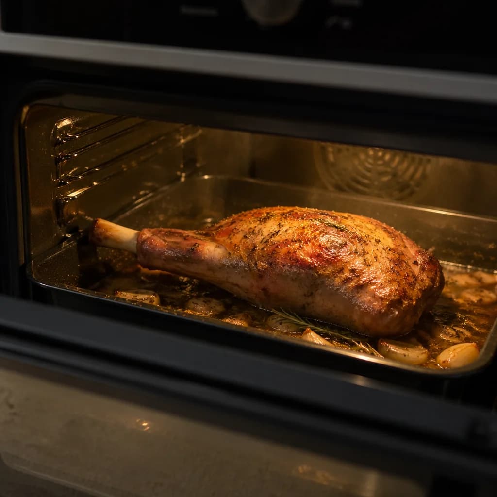 Étape 3 : Cuisson basse température au four — Gigot d'agneau de Pâques rôti
