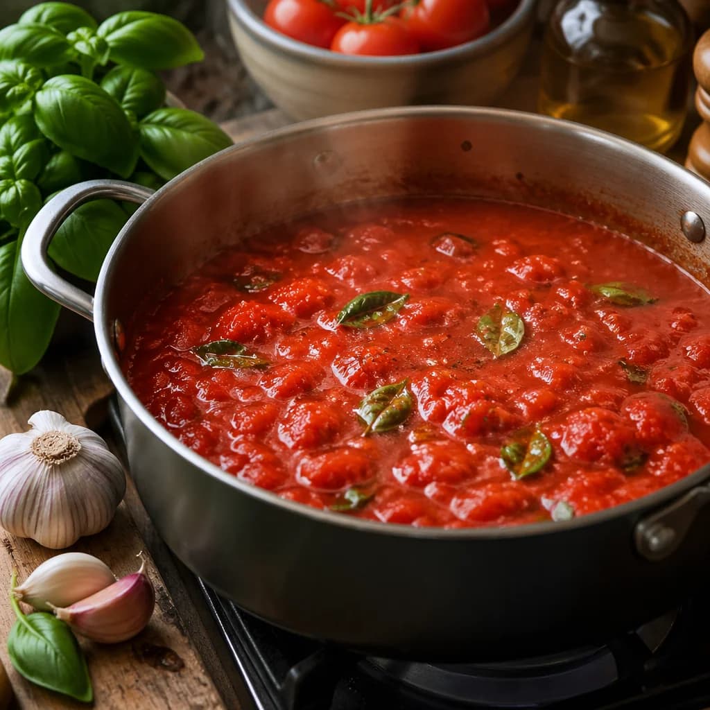 Étape 1 : Préparer la sauce tomate — Gnocchis tomates fraîches & basilic