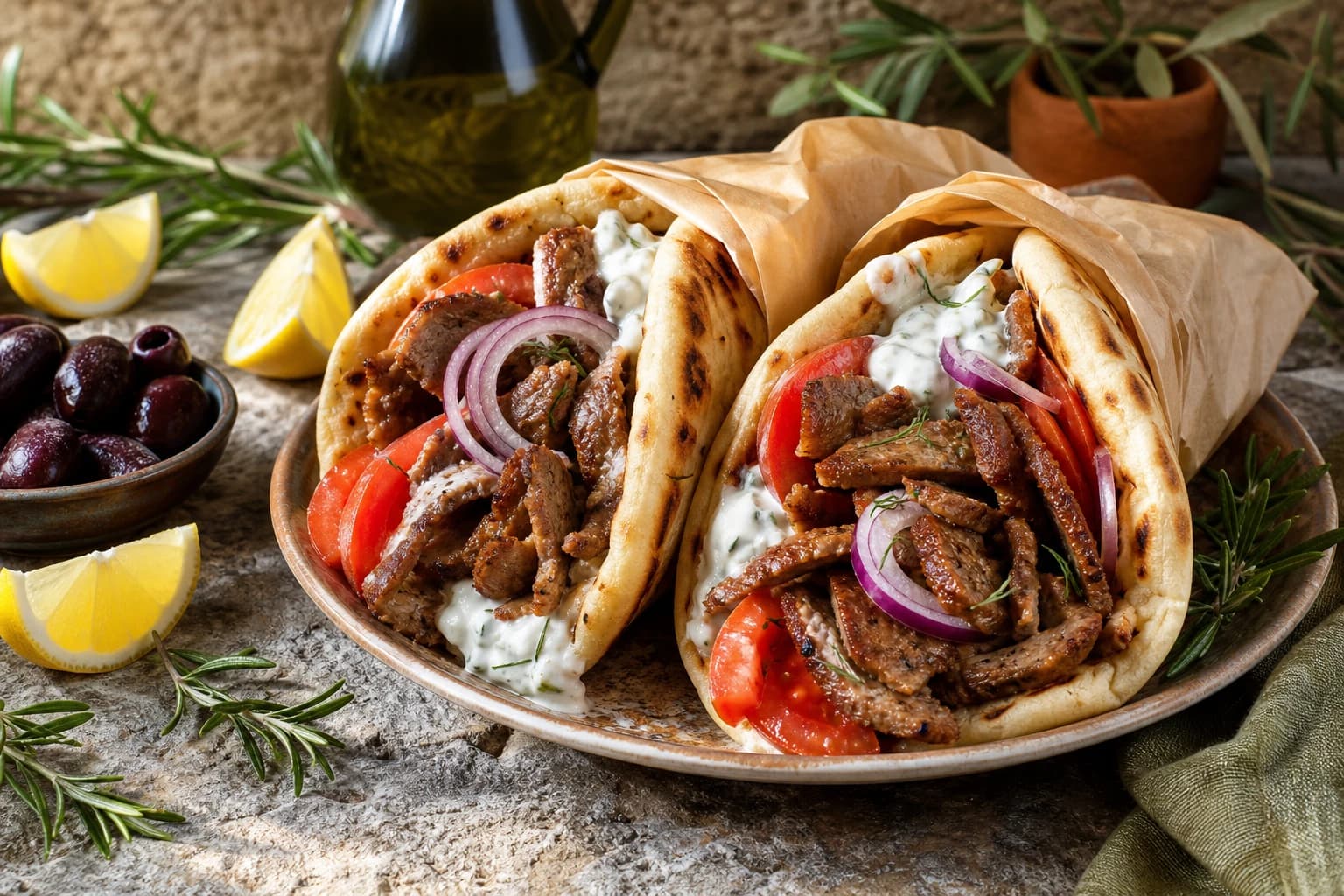 Gyros de porc maison à la grecque