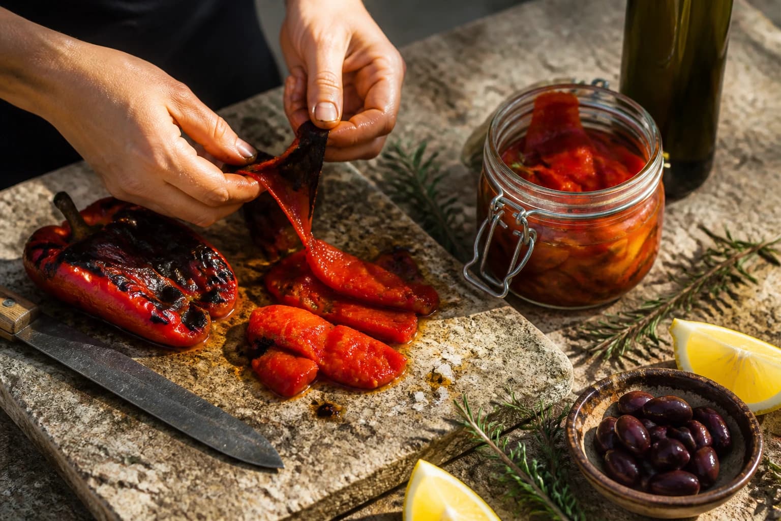 Etape 1 : Préparer le poivron grillé — Htipiti, feta fouettée au poivron grillé