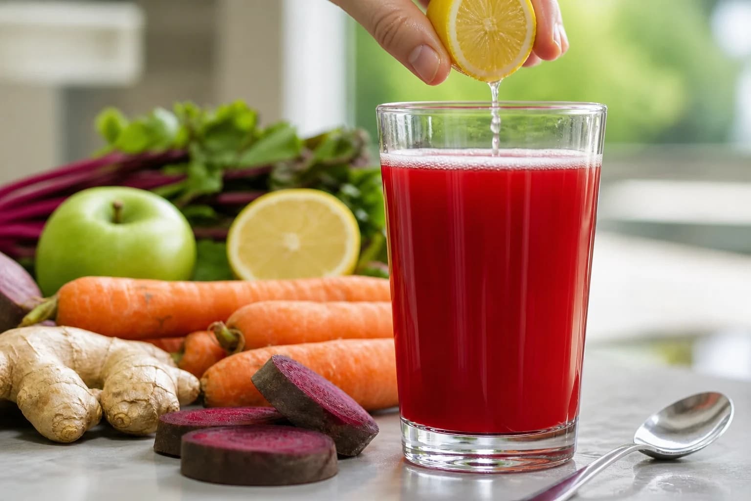 Etape 3 : Finaliser et ajuster le jus — Jus détox foie : 5 ingrédients pour drainer