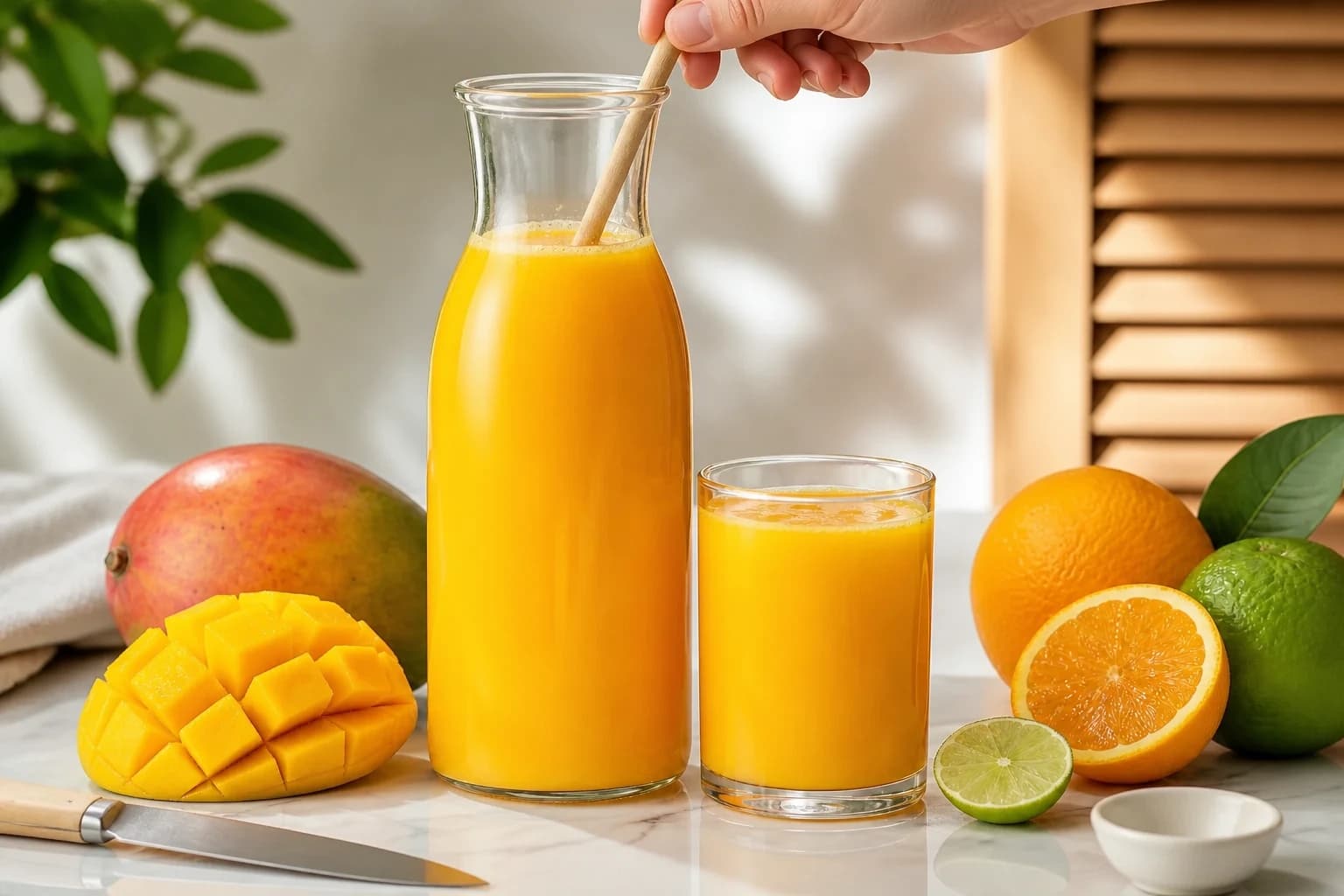 Etape 4 : Servir et conserver 24 heures — Jus mangue orange citron vert : 3 textures