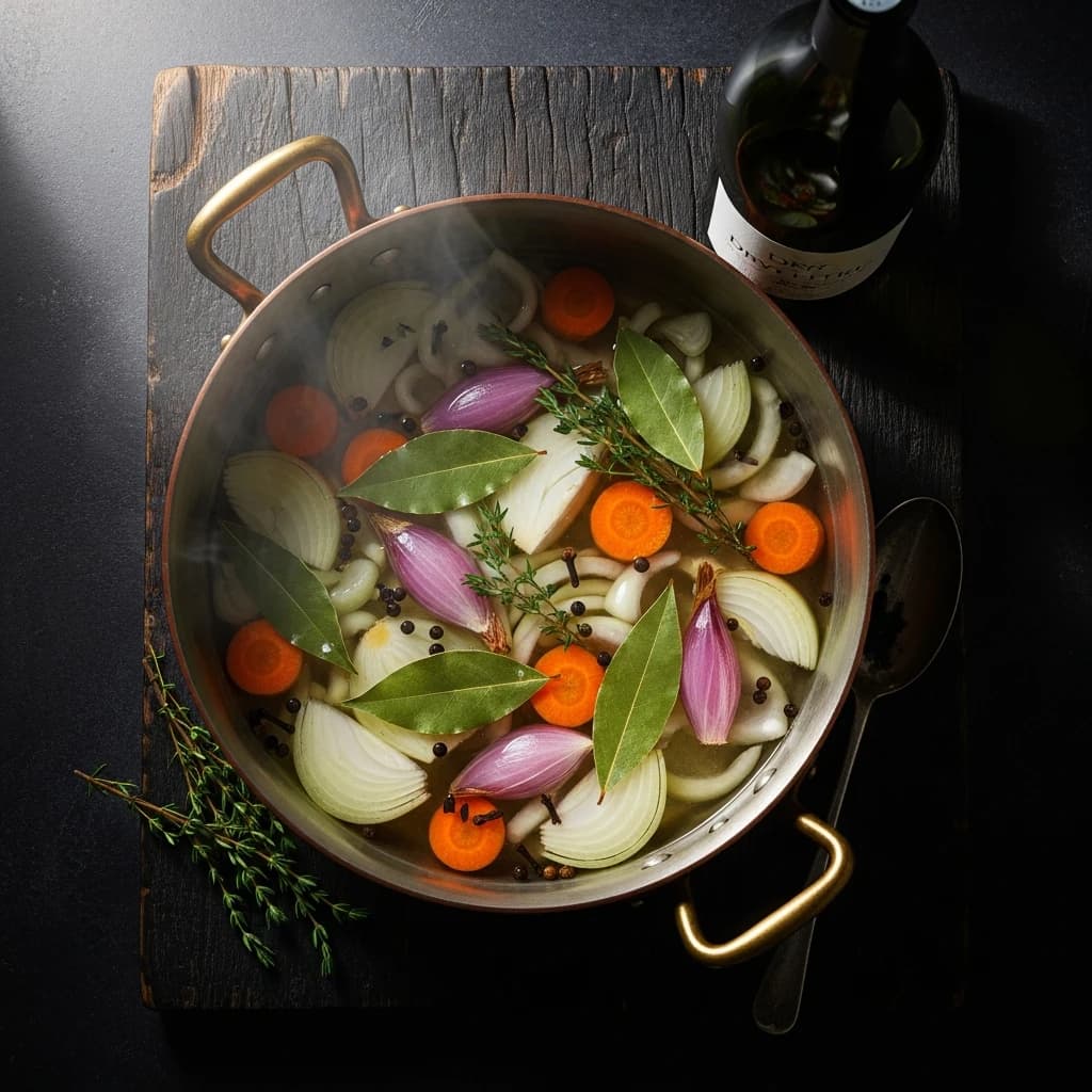 Etape 2 : Préparer le court-bouillon aromatique — Maquereaux moutarde en conserve