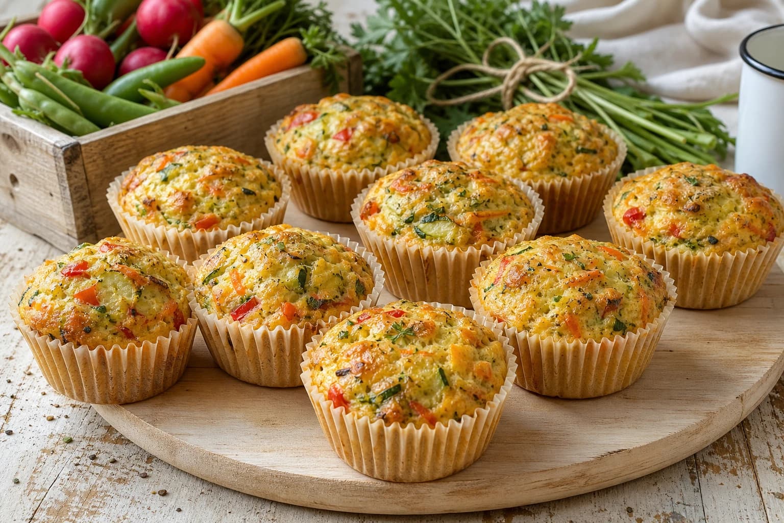 Muffins salés œuf légumes : 4 légumes au four