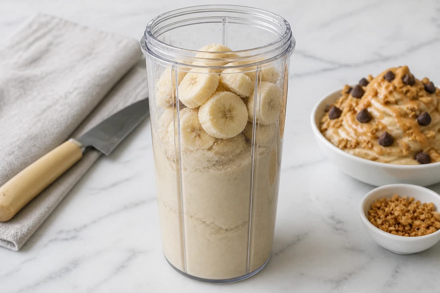 Etape 2 : Mixez jusqu'à obtenir une base lisse — Nice cream banane : 2 ingrédients suffisent