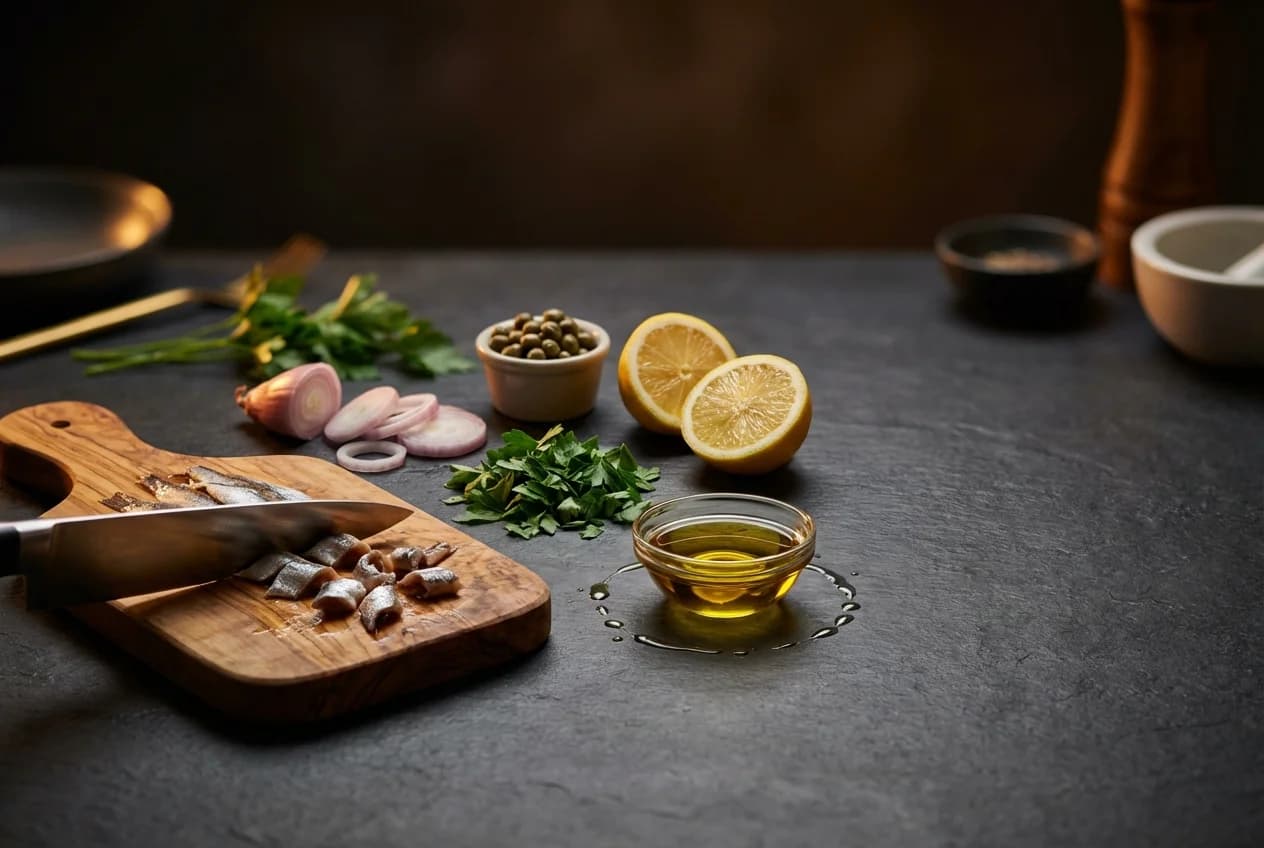 Étape 2 : Préparer la garniture — Œufs aux anchois méditerranéens