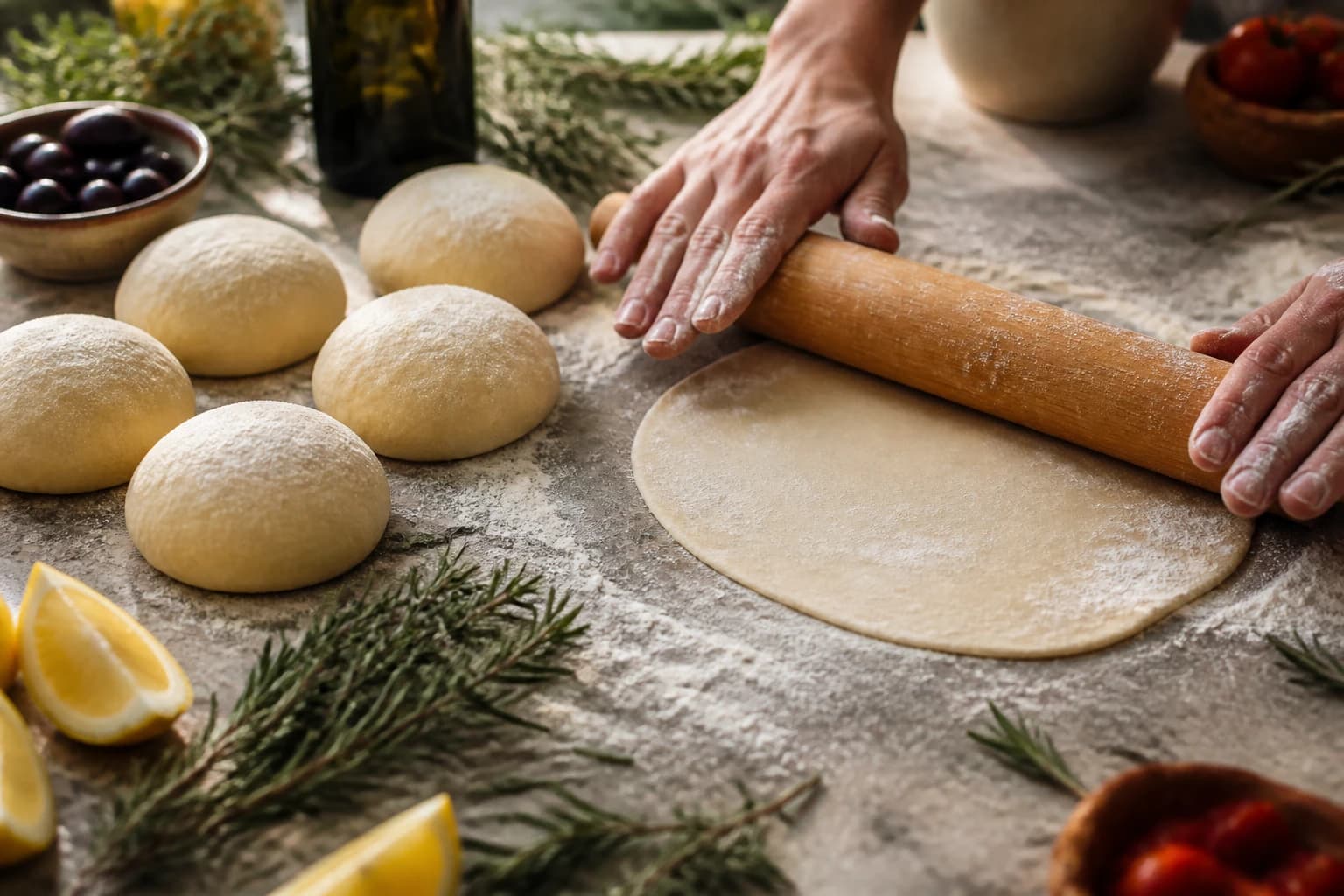 Etape 3 : Diviser et étaler — Pain pita maison : moelleux et gonflé à la poêle