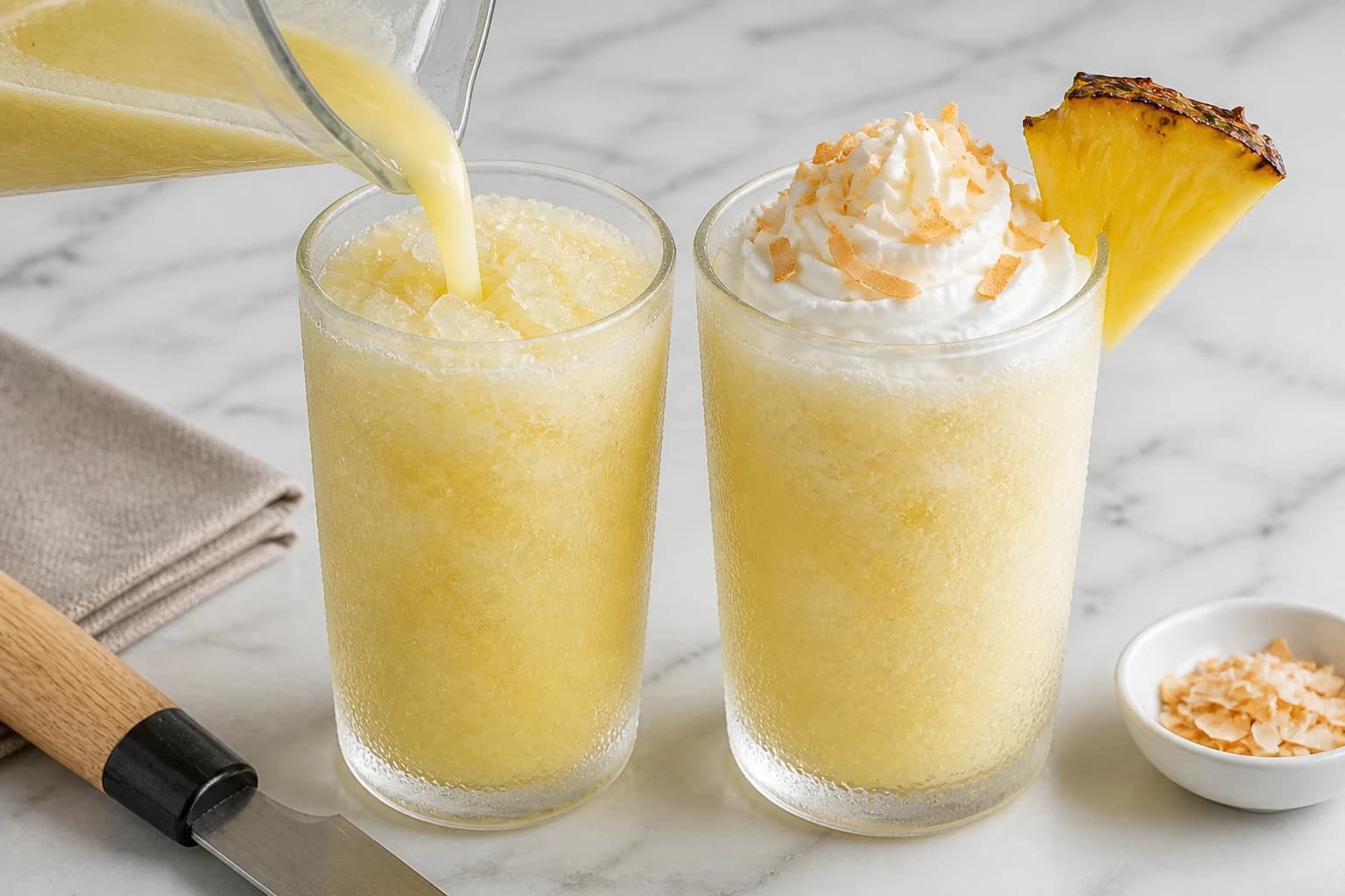 Etape 4 : Assembler la boisson — Piña colada sans alcool givrée à l'ananas
