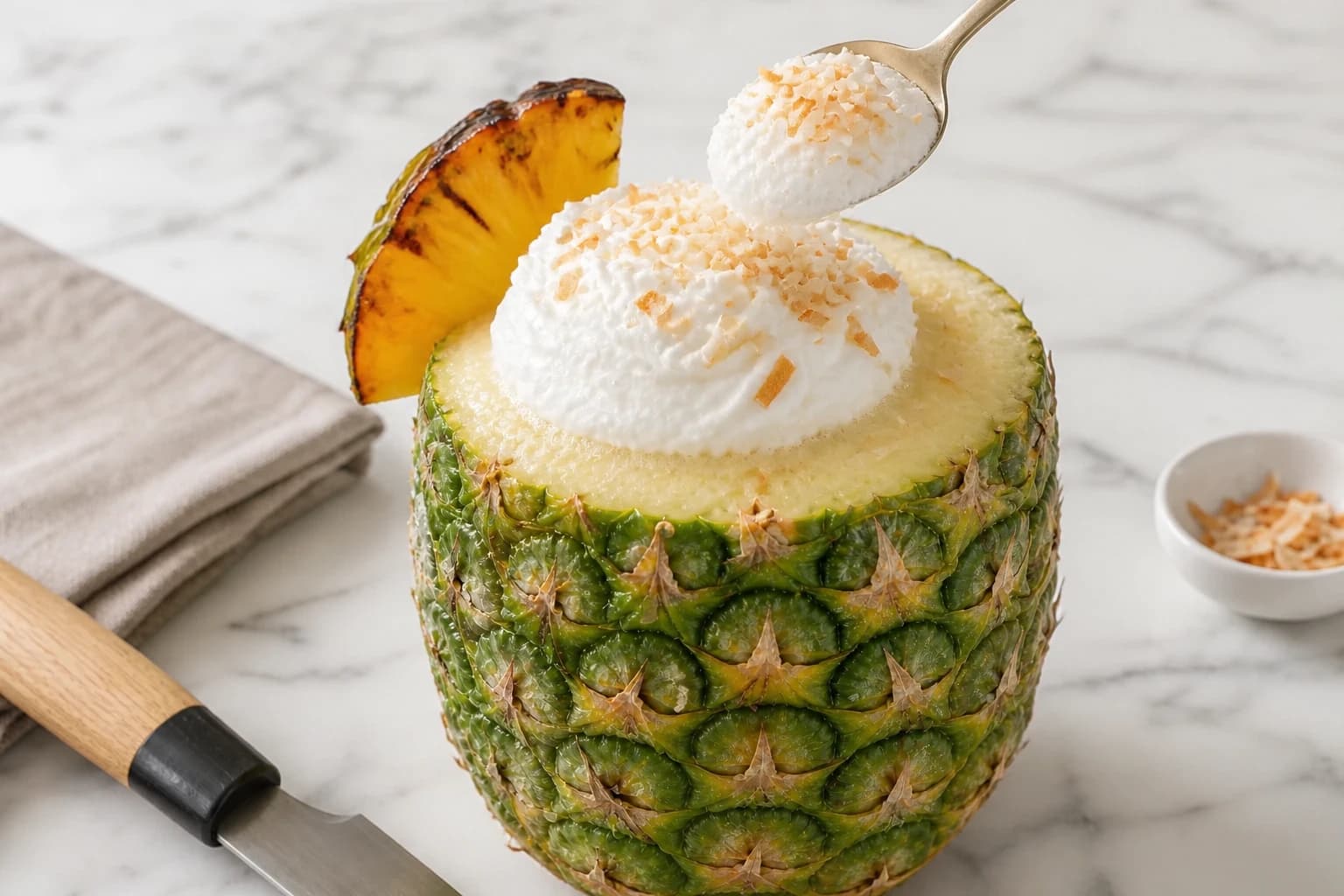 Etape 5 : Décorer et servir — Piña colada sans alcool givrée à l'ananas
