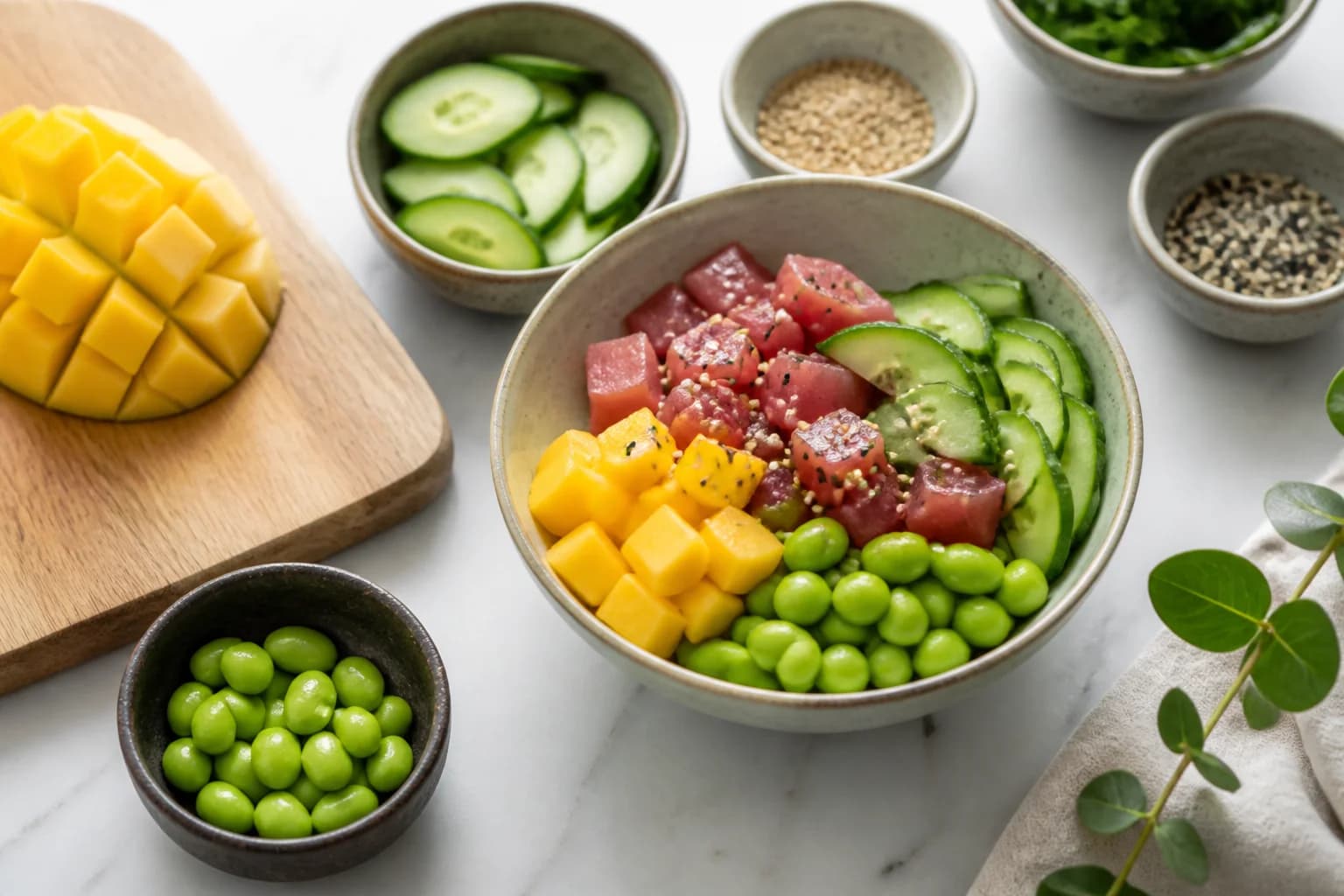 Étape 3 : Préparer les garnitures — Poké bowl vegan tempeh & mangue