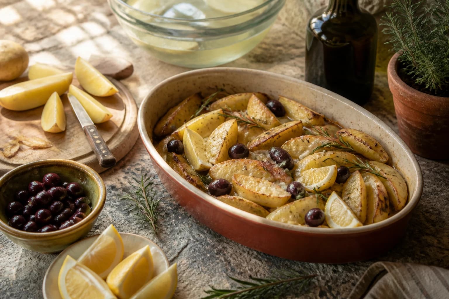 Etape 1 : Préparer les pommes de terre — Pommes de terre grecques au citron et origan